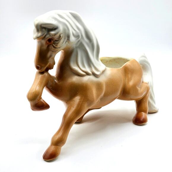 Retro Mid Century 1960s Ceramic Palamino Horse Planter Pot - Picture 3 of 9